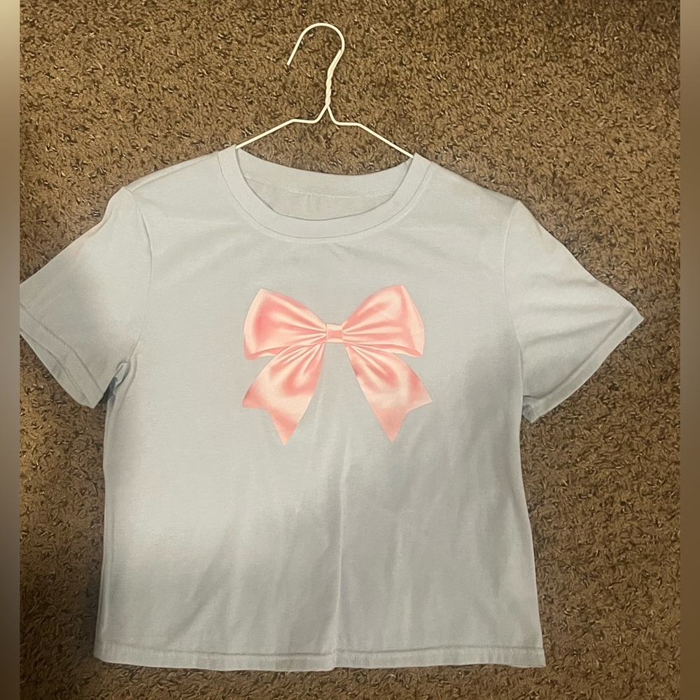 Light Blue Baby-tee with Pink Bow